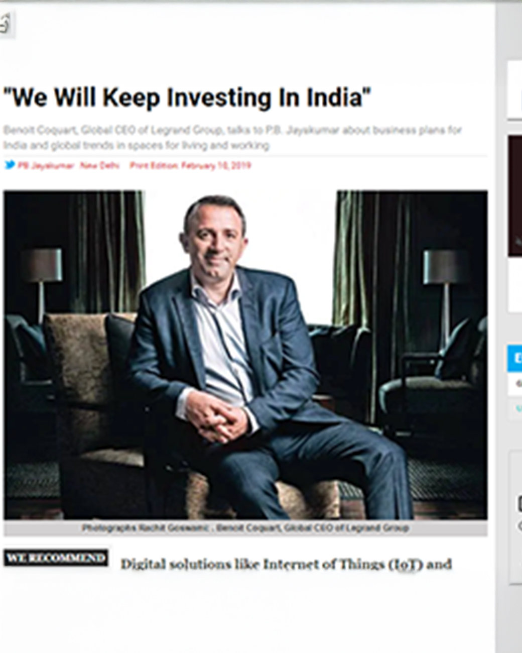 Legrand announces investment plans for India